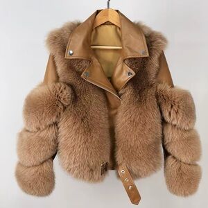 Genuine Fox Fur and Leather Jacket